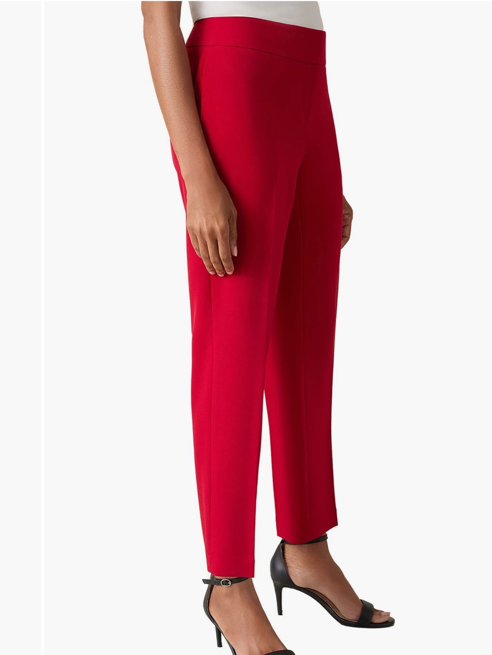 Kasper Red Ankle-Length Straight-Leg Ponte Pants